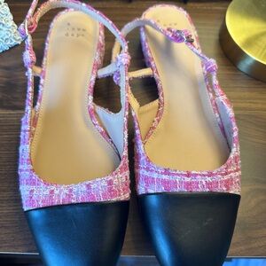 A New Day Pink Tweed and Black Flats
